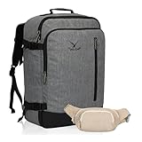 Hynes Eagle Carry on Backpack 38L Large Travel Backpack for Women Flight Approved Weekender Bag Laptop Backpack Men 15 inches Black Grey with Waist Pack Beige