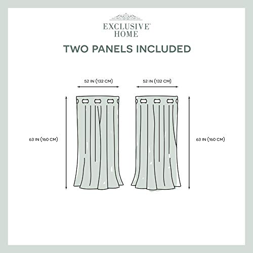Exclusive Home Forest Hill Woven Room Darkening Blackout Grommet Top Curtain Panel Pair, 52"X63", Natural #TOP5