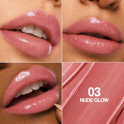 Image of Maliao Time To Shine Lip Gloss (Nude Glow, 6.5ml) | High Shine Lip Gloss with Intense Colour & Luxe Shimmer | Highly Pigmented, Smooth-Gliding Glossy Lip Makeup | Non-Sticky, Lightweight & Infused with Vitamin E