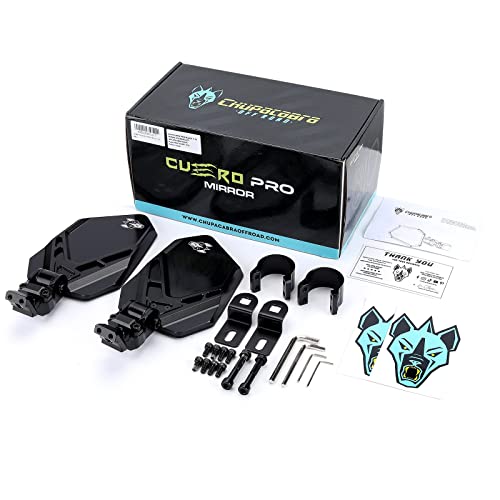 Image of CUERO PRO Black 2.0 inch - Side Mirrors for UTV Set - UTV Mirror Set Includes 2 Mirrors - Compatible with Bar Size of 2.0 inch - RZR Rear View Mirror Built to Go Off-Road