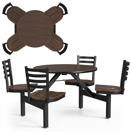Palmer Hamilton Covey 36' Round Indoor Cluster Table with 4 Swivel Seats, Commercial-Grade Laminate Top, Durable Table for Schools, Cafeterias, Restaurants, Food Courts, Breakrooms, Made in The USA