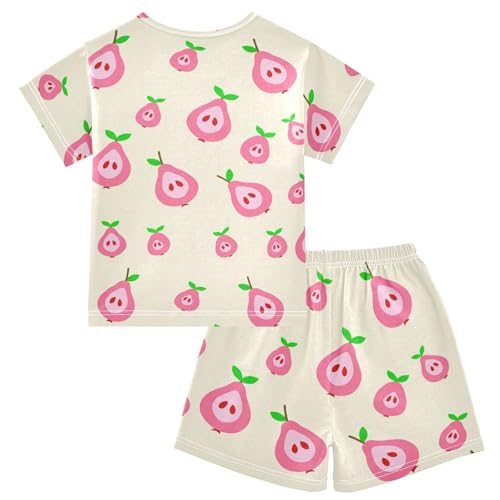 Pear Fruit Beige Pajama Set Short Sleeve PJS 2 Piece Summer Pajamas Shorts Sets Cotton 5Y2