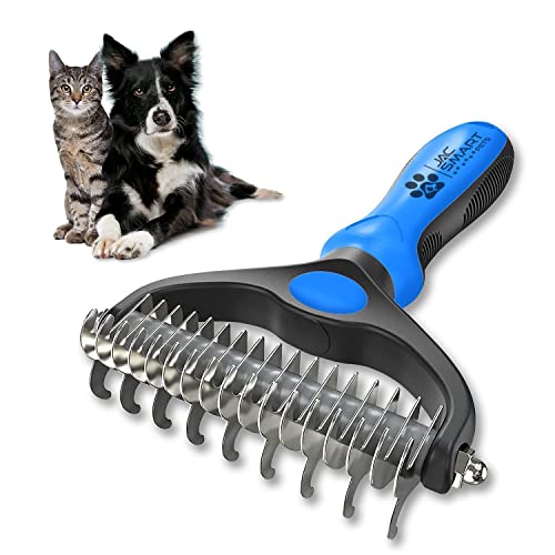 Brush for Shedding Cats & Dogs, Dematting comb for cats, brush for long haired cats, Dog deshedding Brush, Undercoat rake for Dogs, 2 sided Dog Shedding Brush, Dog and Cat grooming gift