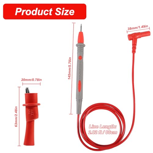 Image of Multimeter Leads CAT III 1000V 20A, Soft Silicone Digital Multimeter Probes Electrical Test Probe, Multimeter Test Leads with 4PCS 1000V 10A Crocodile Clips
