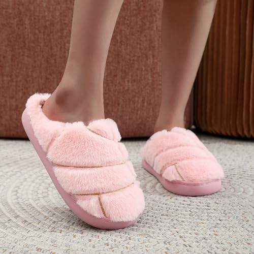 Womens Mens Solid Color Slippers Memory Foam Plush Concha Slippers Lining Warm Soft Cozy Home Slipper Outdoor Indoor House Shoes3