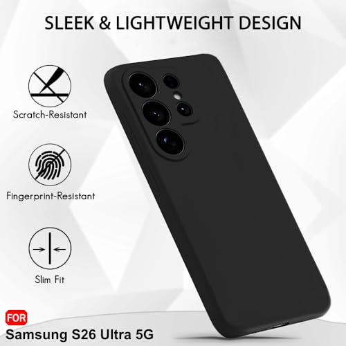 Image of TheGiftKart for Samsung S26 Ultra Case, Liquid Silicone Cover, Soft Micro-Fibre Lining Inside, Raised Edges for Camera & Screen Protection, Shockproof Galaxy S26 Ultra Back Cover (Silicone, Black)