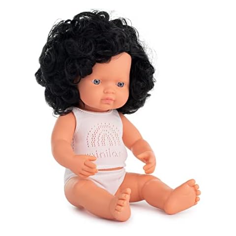 MINILAND Baby doll Caucasian curly black hair girl 38cm Cover