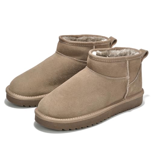 Project Cloud 100% Genuine Leather Ankle Boots for Women - Water Resistant with Memory Foam Insole Winter Boots for Women - Trending Shoes & Comfortable Women's Ankle Boots (Hippy, Taupe, 8)