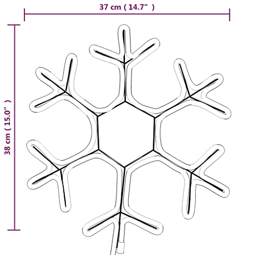 Flocons de neige de Noël LED blanc chaud lot de 2 décorations 38x37 cm pour la maison - 6