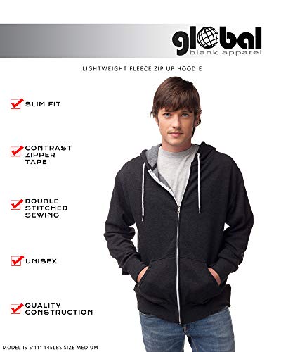 Global Blank Men’s Slim Fit Hoodie for Men and Women Lightweight Zip Up Hooded Sweatshirts3
