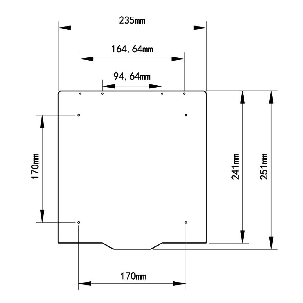 Piano letto riscaldato in alluminio, 235×251×8 mm | Riduce la deformazione termica, for un trasporto regolare 'asse Y