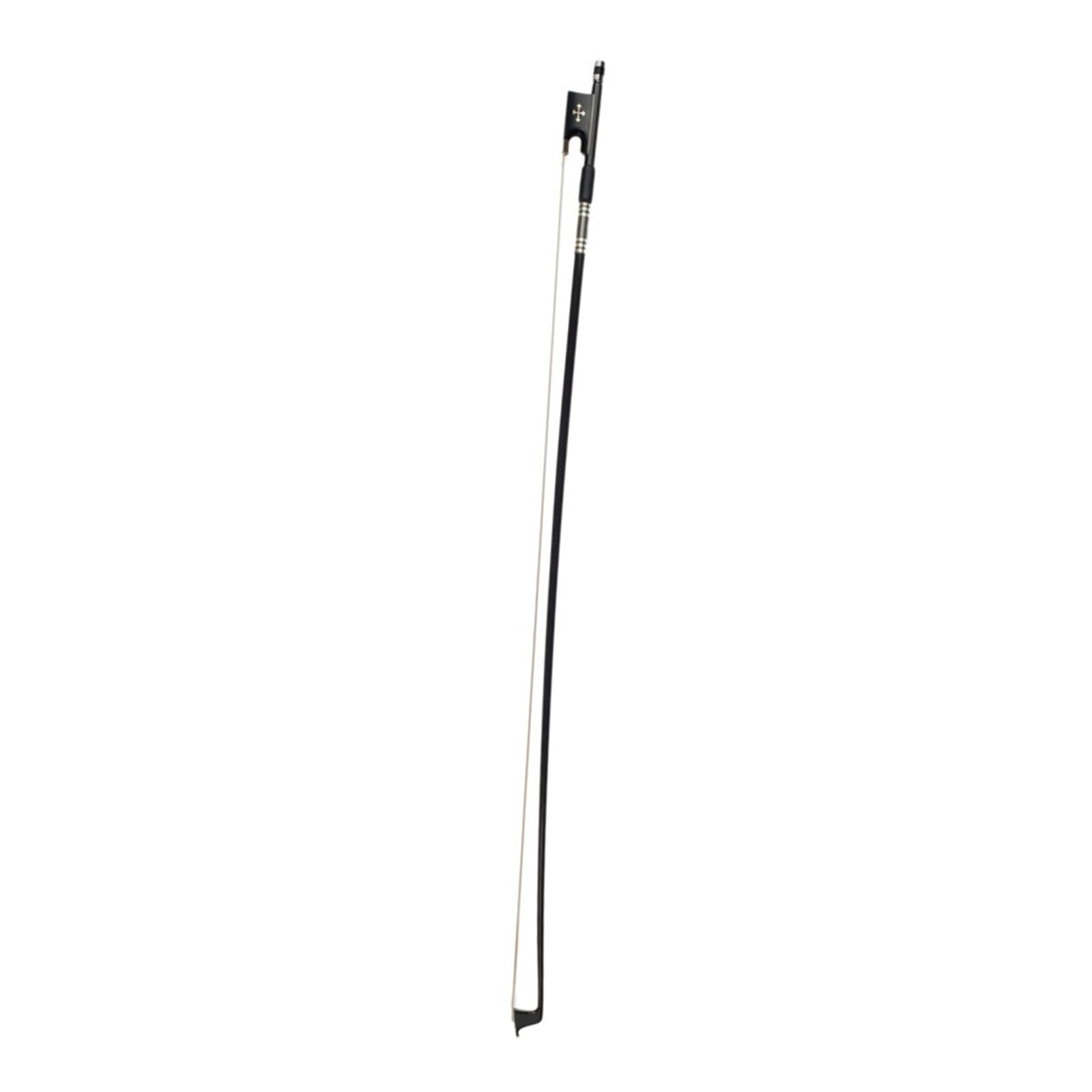 Arcos De Violín De Madera Arco De Violín Fibra Carbono A Cuadros Envuelto Con Hilo Plateado Y Negro Funda Piel Oveja Cruz Plateada Cordal Ébano(3-4)