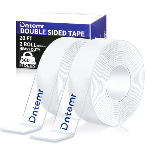 Double Sided Tape Heavy Duty 2 Rolls Nano Tape (Total 20 Feet) for Poster Carpet Picture Hanging Strip Rug Strong Adhesive Multipurpose Clear Mounting Two Stick Sided DIY Tape 120" x 1.18"