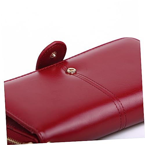 1pc Women's Wallet Wine Red Pu Leather Zipper Purse Press Buckle for Credit Cards and Cash for Home and Outdoor Use 7