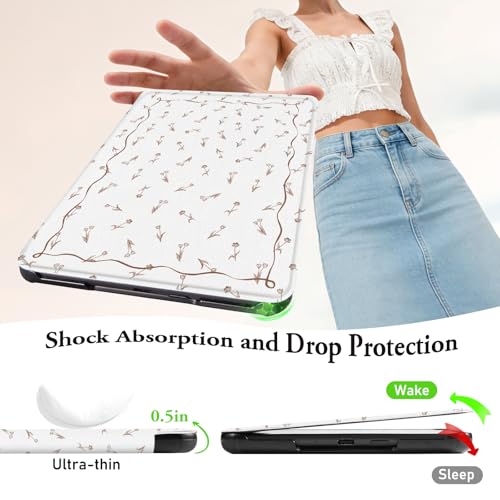 Image of CoBak Lightweight Stand Cute Case for 7 inch Kindle Paperwhite 12th Gen 2024 and Kindle Colorsoft with Right Hand Strap - Compatible with iPhone MagSafe, for Samsung /Anker Wireless Charging Pads