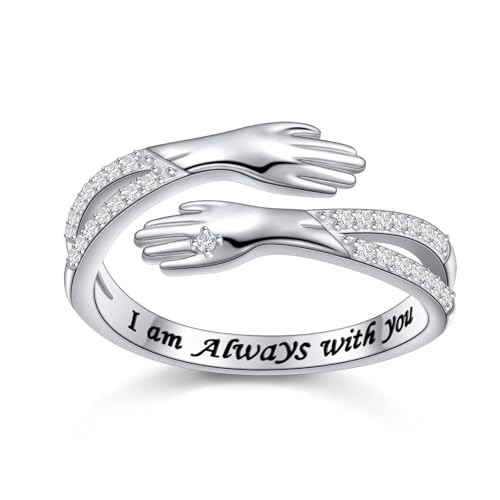S925 Sterling Silver Hug Ring Adjustable Promise rings Valentine's Day Birthday Anniversary Jewelry for Women