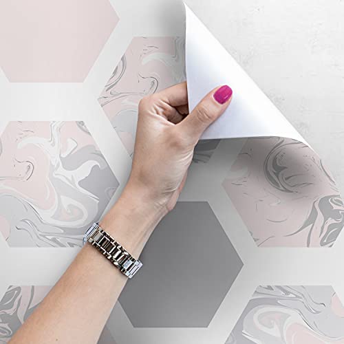 Papier peint 290x290 cm hexagone géométrique auto-adhésif pour salon et cuisine
