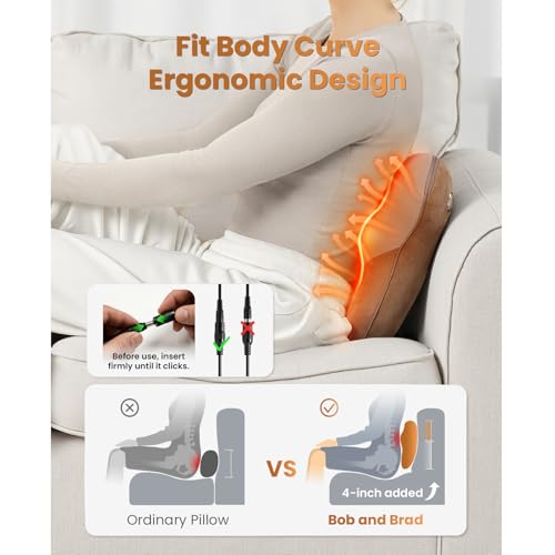 Image of BOB AND BRAD Back Massager with Heat FSA Eligible, EZBack Corded Back Massager for Pain Relief Deep Tissue, Shiatsu Back Shoulder and Neck Massage Pillow, Soothing Full-Body Relief for Women Men