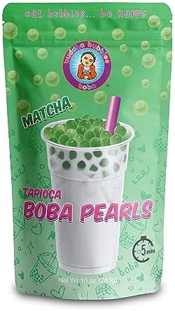 Matcha Green Tea Premium Boba Tea Real Tapioca Pearls Ready in 3 Minutes by Buddha Bubbles Boba