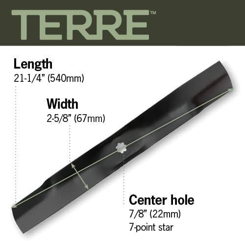 Miniatura 5 de Terre Products, paquete de 2 cuchillas para cortacésped de alta elevación, cubierta de 42 pulgadas, compatible con John Deere x300, LT160, LT180,