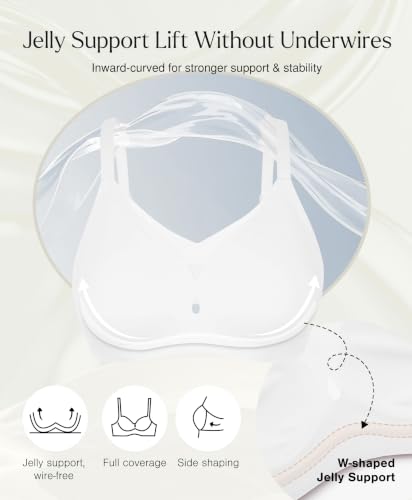 Image of Popilush Womens Wireless Push Up Bra Comfortable Supportive Everyday Bra | Support & Lift, No Underwire, Full Coverage, Flexible Fit, V Mesh Crossover, Soft Breathable Fabric, All Day Comfort
