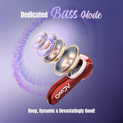 Image of ACwO Dwots 111 in Ear Wireless Earbuds|Up to 75Hrs Battery Life|10Mm Spatial Drivers|Noise-Free Calls with 4 Noise Cancellation Mics|Bluetooth V5.4|Dedicated Cinematic & Bass Mode (Crimson Red)