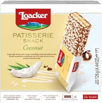 Loacker Patisserie Snack Coconut 21G, Pack Of 6