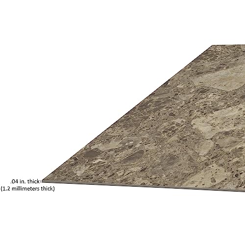 Image of Nexus Self Adhesive 12-Inch Vinyl Floor Tiles, 20 Tiles - 12'' x 12'', Emporador Marble Peel & Stick, DIY Flooring for Kitchen, Dining Room, Bedrooms Bathrooms by Achim Home Decor, Taupe and Brown