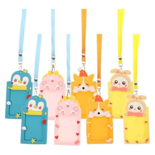 Porta tarjetas de identificación con diseños animados, lote de 8 piezas de PVC para niños