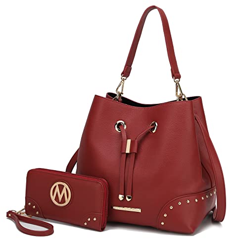 Image of MKF Collection Women's Bucket Bag With Wristlet Wallet, Vegan Leather Hobo Bag Handbag Set Crossbody Bag by Mia K