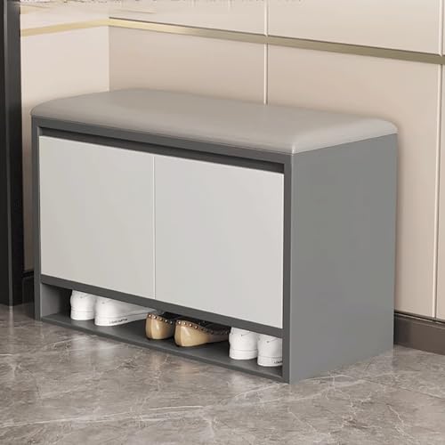 Meuble de rangement à chaussures mince buffet haut en rotin et banc pouf de salon