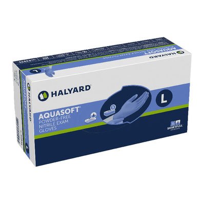 HALYARD AQUASOFT* Nitrile Exam Gloves, Powder-Free, 3.1 mil, Large, 43935 (Case of 3000)