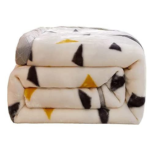 XIUDONG 200 * 230 * 3CM Fluffy Throw Blanket 3.5KG Heavy Cozy Blanket White Triangle Pattern Large Fleece Blanket For Winter Weighted Bed Blankets Sleepdown Sofa Blanket