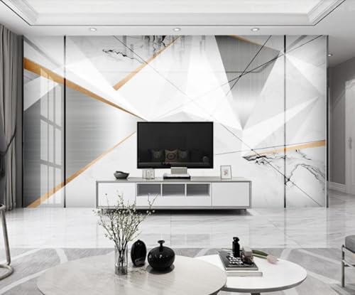 Papel Pintado Pared 3D Geometría Del Mármol Metálico Fotomurales 3D Papel Tapiz Moderno Murales Dormitorio -ZX20680-400x255cm