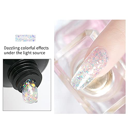 PINPAI Glitter Poly Nail Gel 4 Tubes 15Ml Each Multicolour, Glitter Finish 1