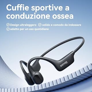 SANAG B21S Cuffie Conduzione Ossea, Open Ear Auricolari Wireless Bluetooth 5.4 con Impermeabili IPX5, Microfono, HiFi 5.4 Bassi, 10 Ore di Riproduzione per Corsa, Ciclismo, Sport (Nero)