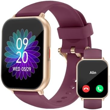 RUIMEN Smart Watches for Women Men (Answer/Make Calls), 1.8″ Smartwatch for iOS/Android Phones, Fitness Tracker Heart Rate/Sleep Monitor Digital Watch Waterproof (2 Bands Included), Purple