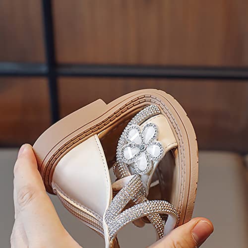 Cute Toddler Sandals Children's Girls Summer Sandals With Zipper Flower Rhinestone Open Toe Sandals Baby Sandals Size 44