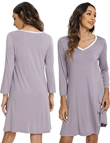 Image of GYS Womens Bamboo Viscose Nightgown Super Soft Lightweight Night Shirts for Sleeping