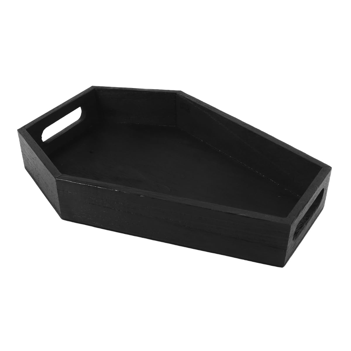 Alide Coffin Tray, Wooden Gothic Black Coffin Halloween Serving Tray, Container for Bathroom Cleaners, Kitchen Food, Vanity Makeup, Perfume, Jewelry Storage