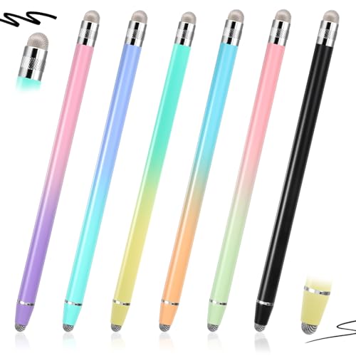 IANFAN 6 Pcs Stylus Pens for Touch Screens, Tablet Pens with Precision Double Fiber Tips Sensitive 2 in 1 Stylus Pen for Pad Tablets Smartphones Touch Screen