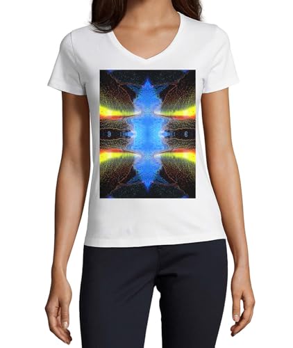 T-shirt en coton col en V blanc XL résistant et confortable Trippy Goa