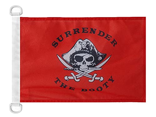 AZ FLAG Pirate Surrender the Booty Red Nautical Flag 18'' x 12'', skull Pirates flags 30 x 45 cm, Banner 12x18 in for boat — image 1