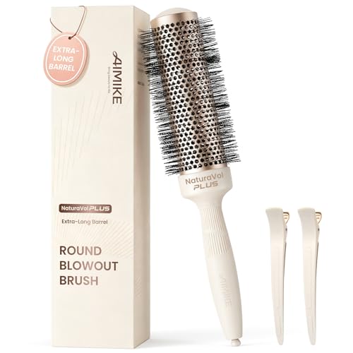 AIMIKE NaturaVol PLUS Extra-Long Round Brush for Blow Out, 1.7" Round Hair Brush (2.5" Full Diameter) for Long & Thick Hair, Nano Thermal Ceramic Tech for Faster Drying, Adds Volume & Shine
