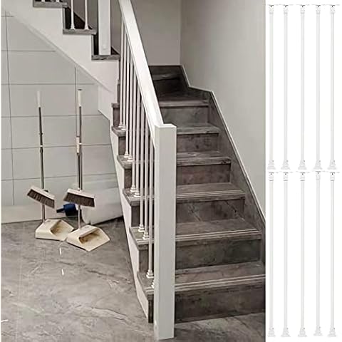 LZMZMQ 100 110 120 130 140 150 Tall Spindle Set, 1/2/5/10 Pack Staircase Balustrade/Landing Base Rail for Balcony Courtyard Rooftop Front Porch Fencing Fence, Modern Decoration Guardrail Upright Cover