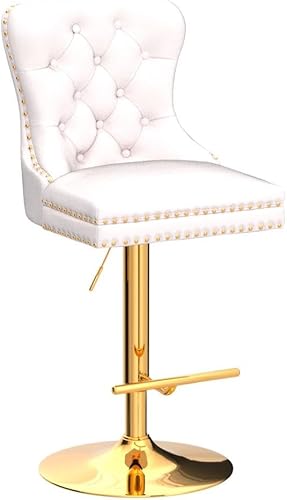 Miniatura 5 de Taburete de bar giratorio con respaldo copetudo, taburetes de bar ajustables en altura de mostrador, ribete de cabeza de clavo, silla de bar