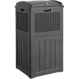 Devoko 33 Gallon Outdoor Trash Can, Hideaway Garbage Bins with Tiered Lid, Waterproof Resin Outside Waste Bins for Patio, Outside Pool, Backyard and Deck (1, Gray)
