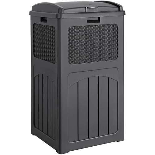 Devoko 33 Gallon Outdoor Trash Can with Dual Lid