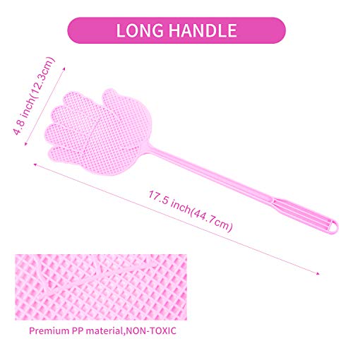 Dirza Fly Swatter - Long Handle - More Thicker Weight up to 1.09 OZs/One -Durable - Colorful Pack of 5