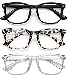 WOWSUN Blaulichtfilter Brille Unisex Nerd Nicht verschreibungspflichtige klare Linse Computer Blaulicht blockierende Brille…, Schwarz+grau Leopard+grau, Medium